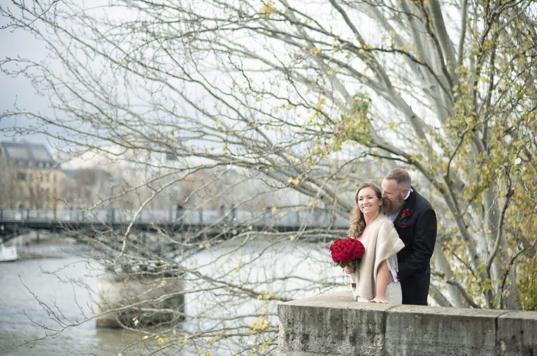 Paris romantic wedding seine river